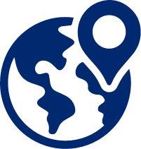 Illustrazione di un globo terrestre, che evidenzia la presenza internazionale di Eurofins Genoma i cui test genetici sono distribuiti a livello globale.