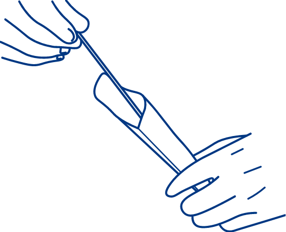 Istruzioni di conservazione del tampone buccale per il test di Eurofins Genoma, che mostrano l'inserimento del CYTOBRUSH nella confezione sigillata dopo la raccolta del campione.